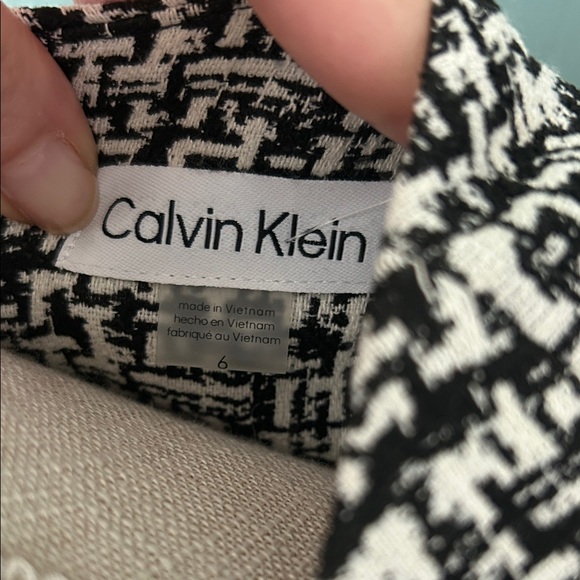 Calvin Klein Black and White Tweed Print Midi Dress - Picture 3 of 9